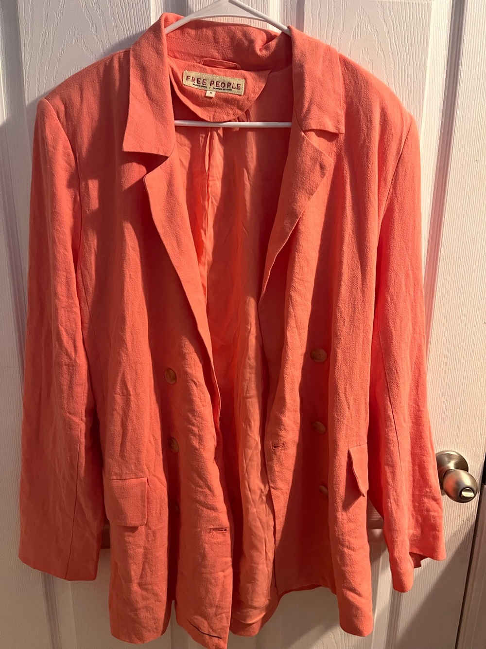 Free People Coral Double-Breasted Blazer Jacket Size M